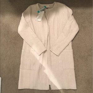 NWT Structured 2 Pocket Open Cardigan Cream Small